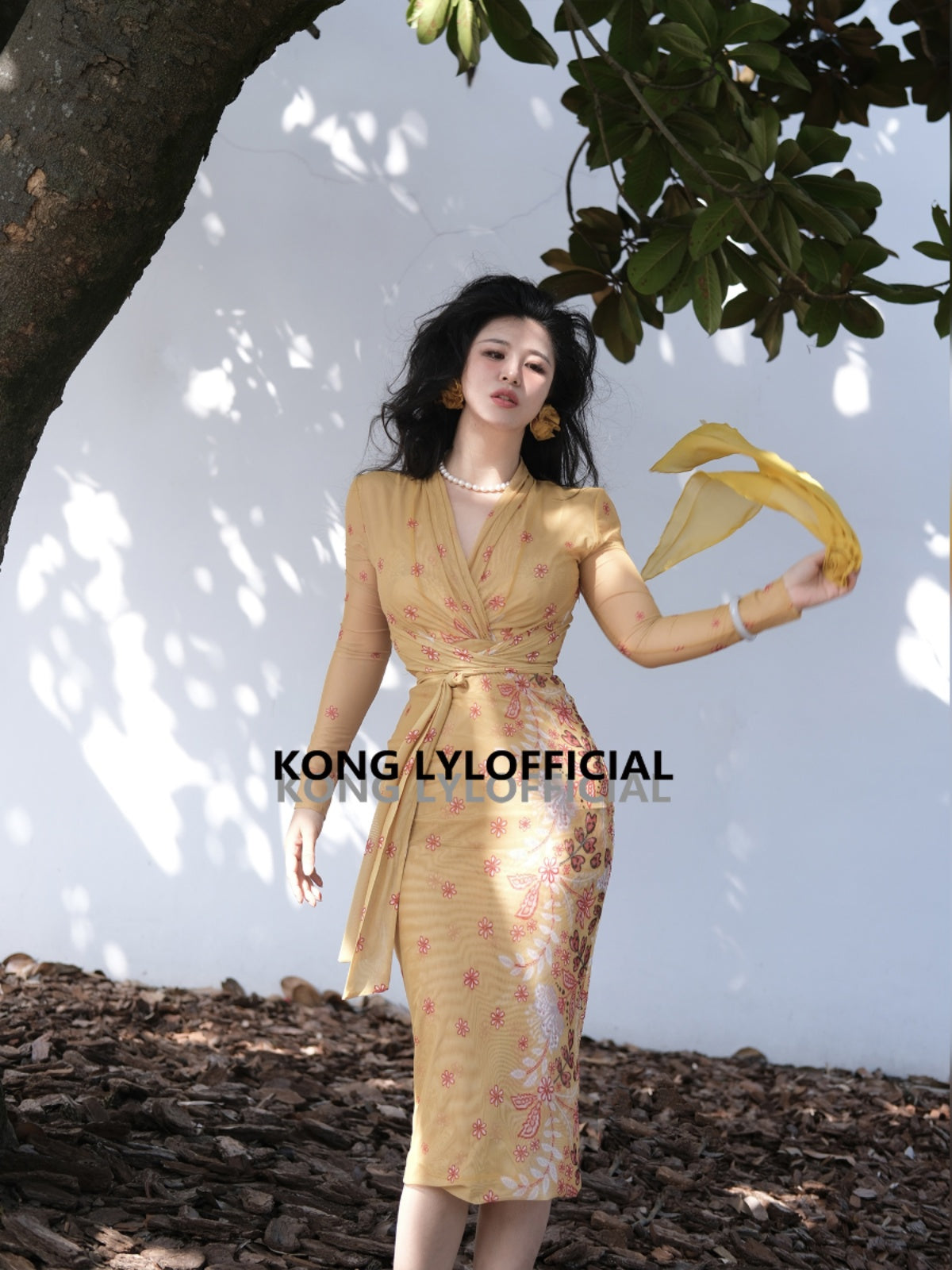 Keli Kong-lylofficial Golden Pear Flower Female Flavor Slim Dress Classy Elegant Slim Looking