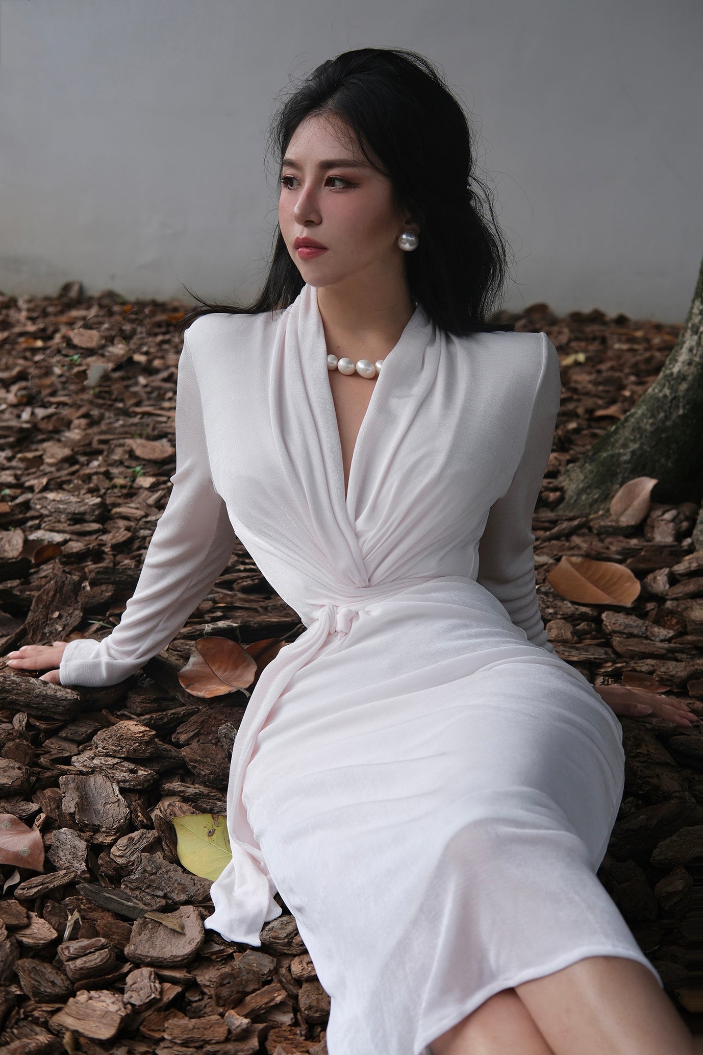 Keli Kong-lylofficial Rouge Light Pink Jelly Ice Silk Slim Dress Classy Elegant Age Reducing