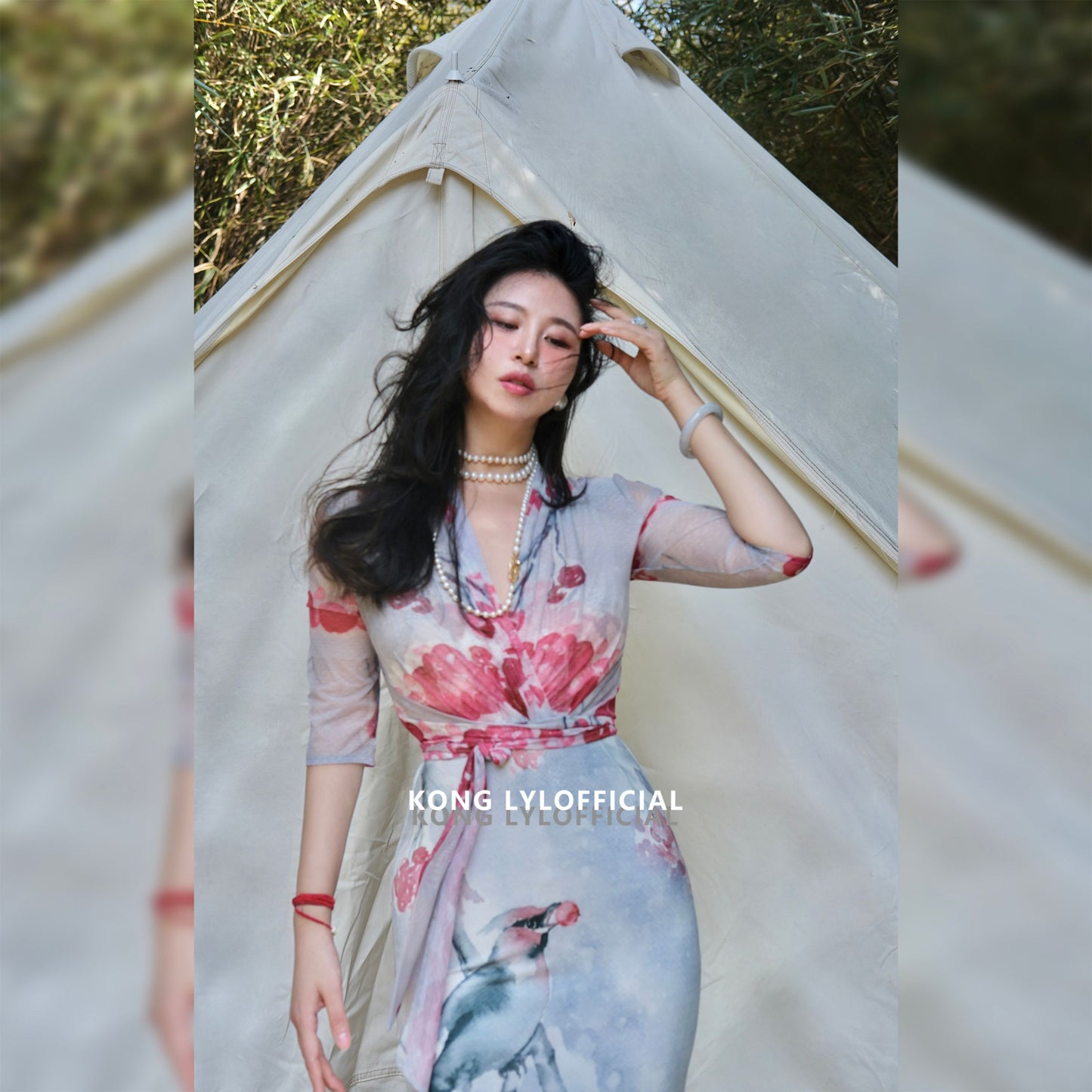 Ke Li Qi Kong-lylofficial Birds Facing the Phoenix Female Flavor Fancy Slim Dress Elegant Slim Looking