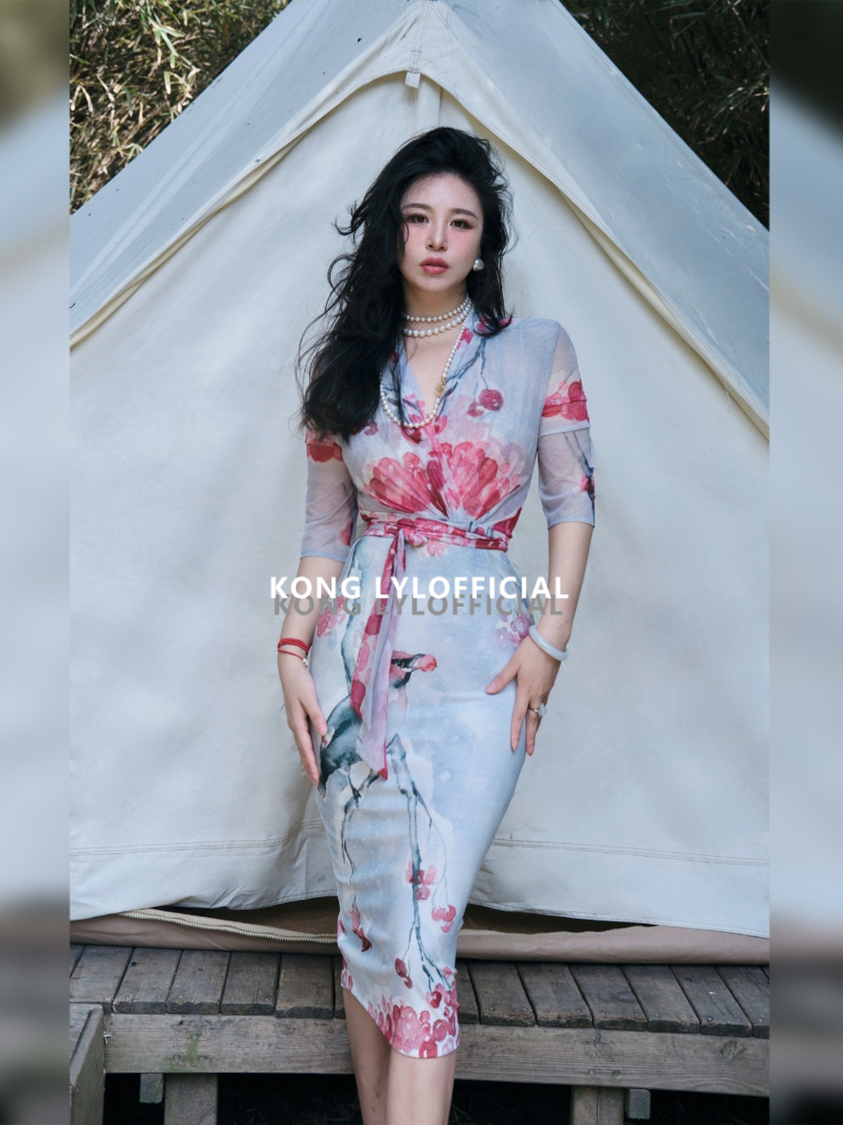 Ke Li Qi Kong-lylofficial Birds Facing the Phoenix Female Flavor Fancy Slim Dress Elegant Slim Looking