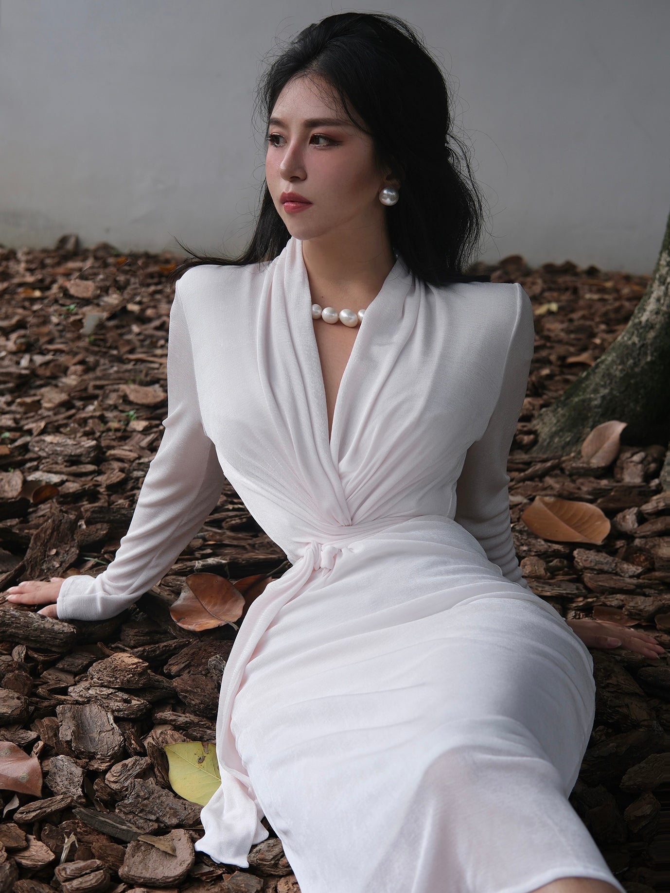 Keli Kong-lylofficial Rouge Light Pink Jelly Ice Silk Slim Dress Classy Elegant Age Reducing