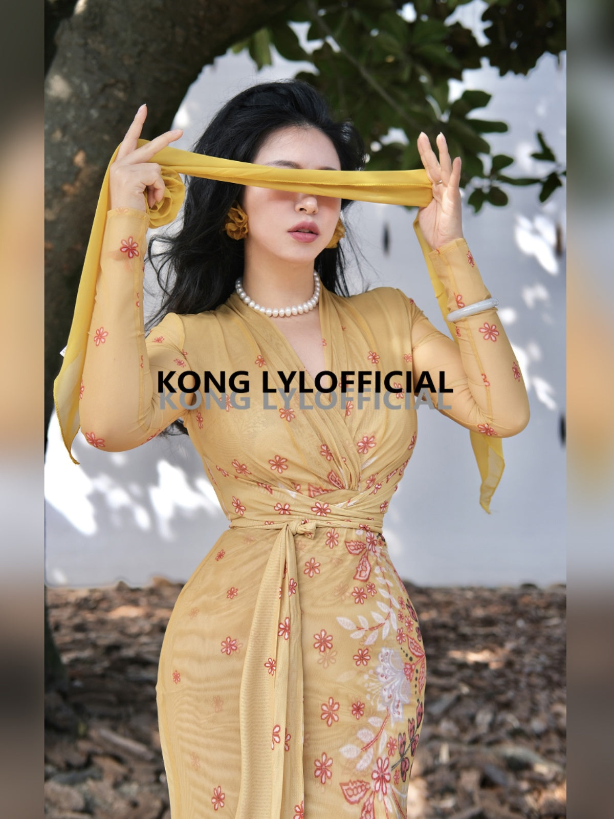 Keli Kong-lylofficial Golden Pear Flower Female Flavor Slim Dress Classy Elegant Slim Looking