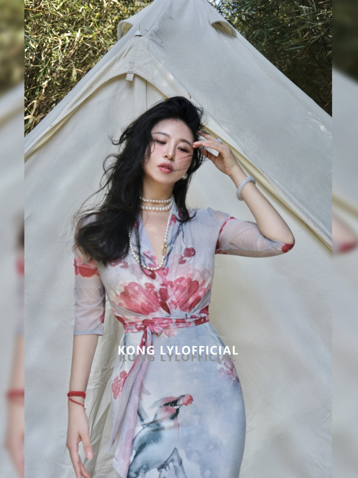 Ke Li Qi Kong-lylofficial Birds Facing the Phoenix Female Flavor Fancy Slim Dress Elegant Slim Looking