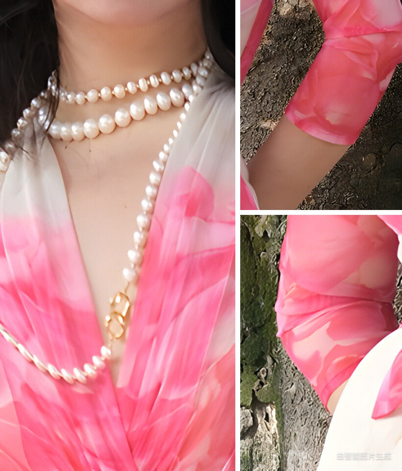 Ke Li Qi Kong-lylofficial Tiantian Girl Loose Flower Pure Desire Woman Slim Dress Classy Elegant Slim Looking