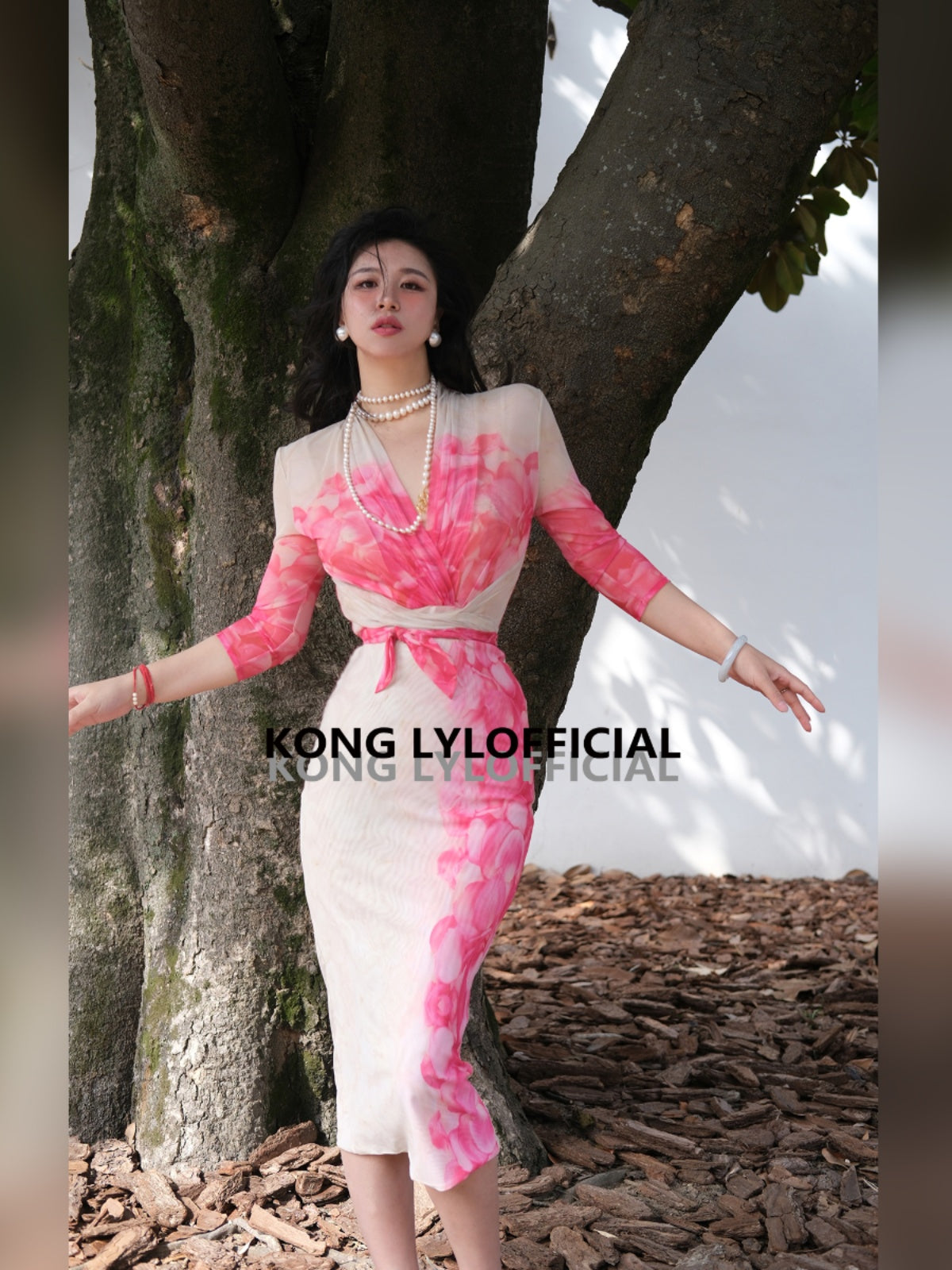 Ke Li Qi Kong-lylofficial Tiantian Girl Loose Flower Pure Desire Woman Slim Dress Classy Elegant Slim Looking