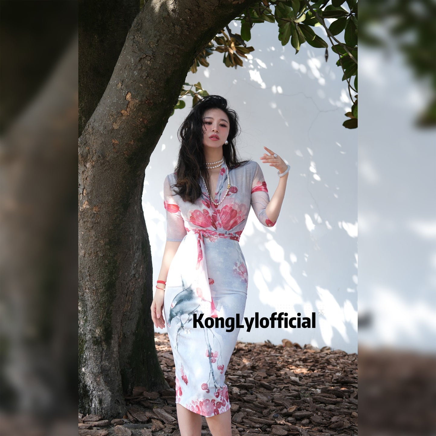 Ke Li Qi Kong-lylofficial Birds Facing the Phoenix Female Flavor Fancy Slim Dress Elegant Slim Looking