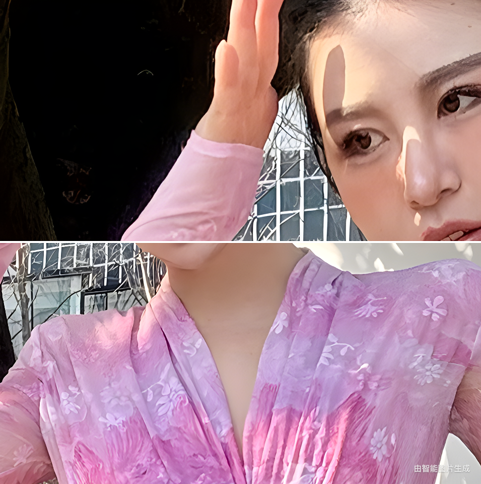 Can stand upright Kong-lylofficial Gold Powder Peony Nano Sheer Printed Wrap Dress Sexy Feminine
