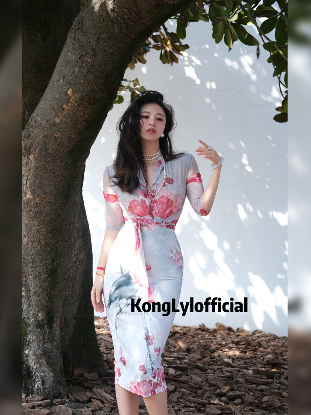 Ke Li Qi Kong-lylofficial Birds Facing the Phoenix Female Flavor Fancy Slim Dress Elegant Slim Looking