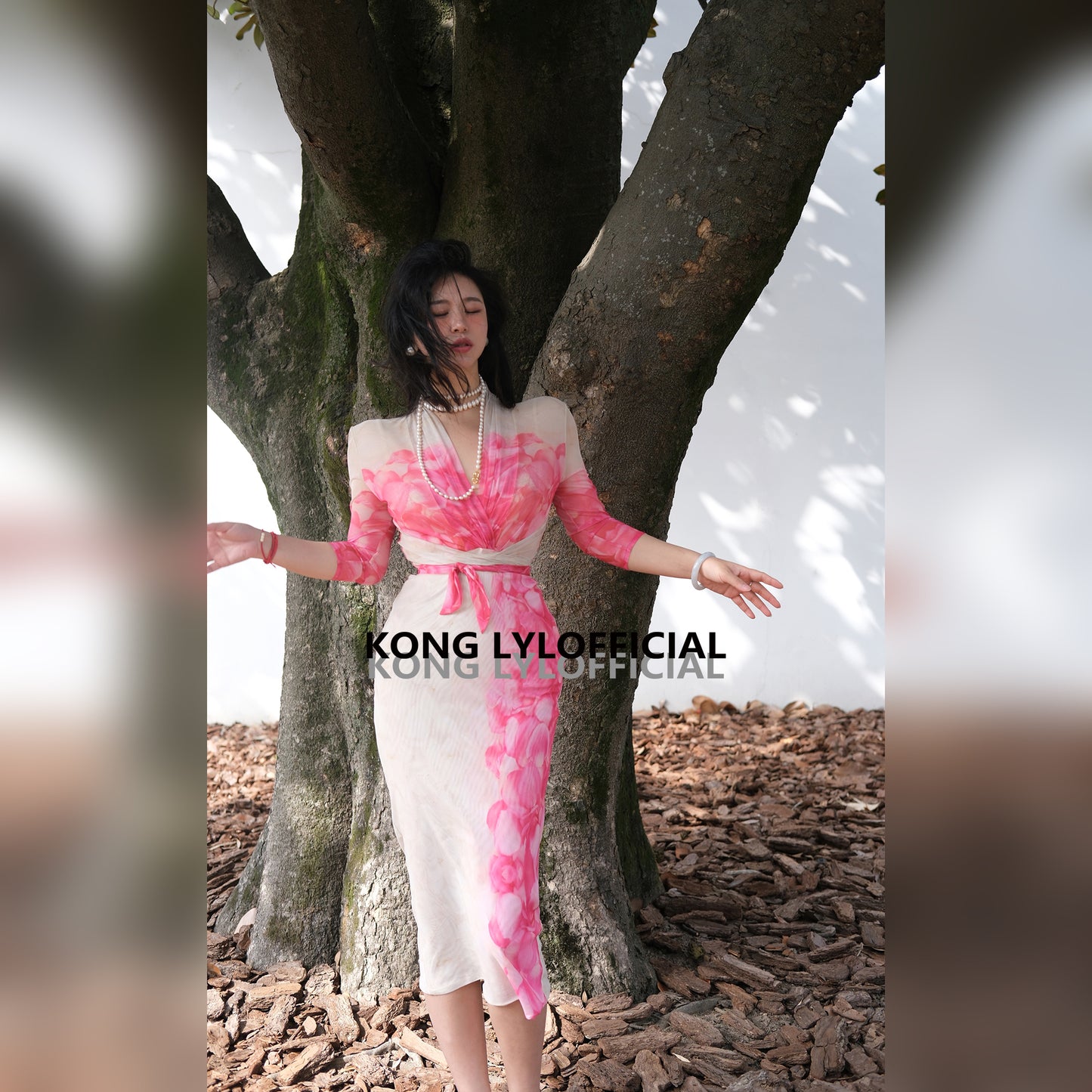 Ke Li Qi Kong-lylofficial Tiantian Girl Loose Flower Pure Desire Woman Slim Dress Classy Elegant Slim Looking