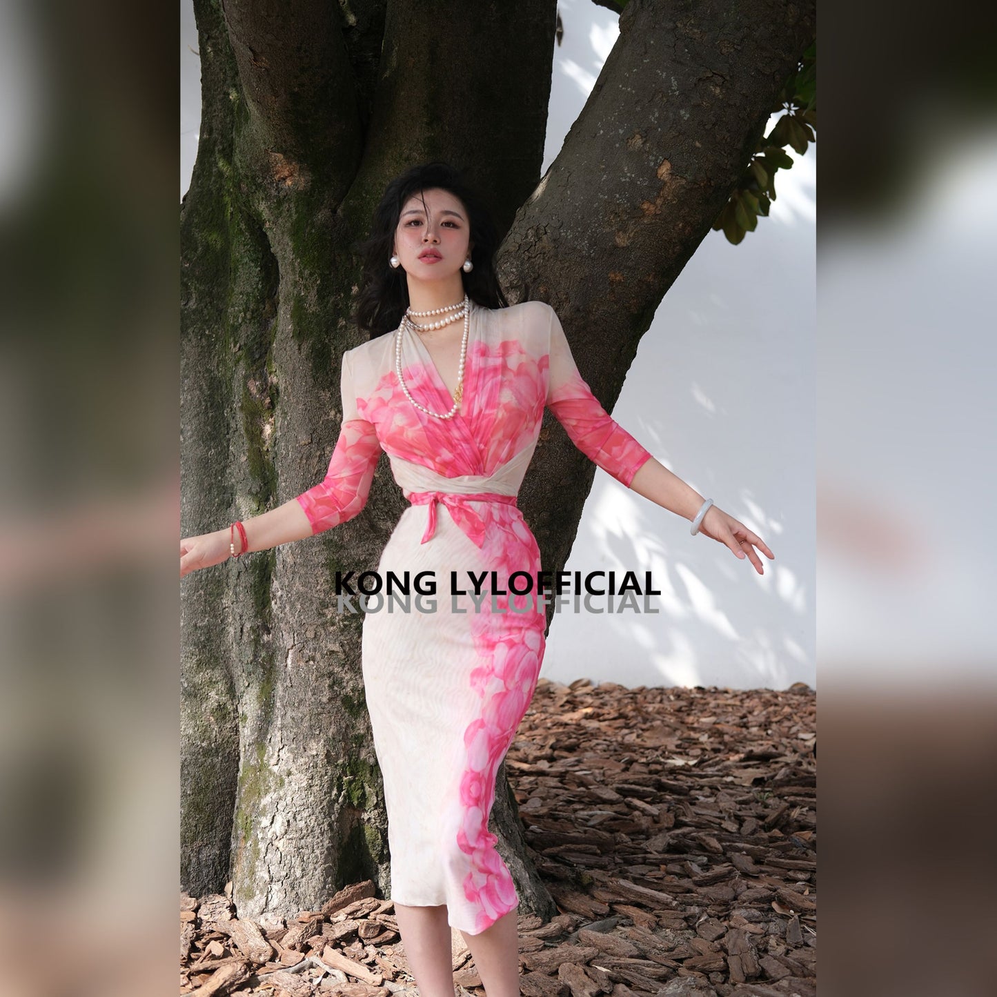 Ke Li Qi Kong-lylofficial Tiantian Girl Loose Flower Pure Desire Woman Slim Dress Classy Elegant Slim Looking