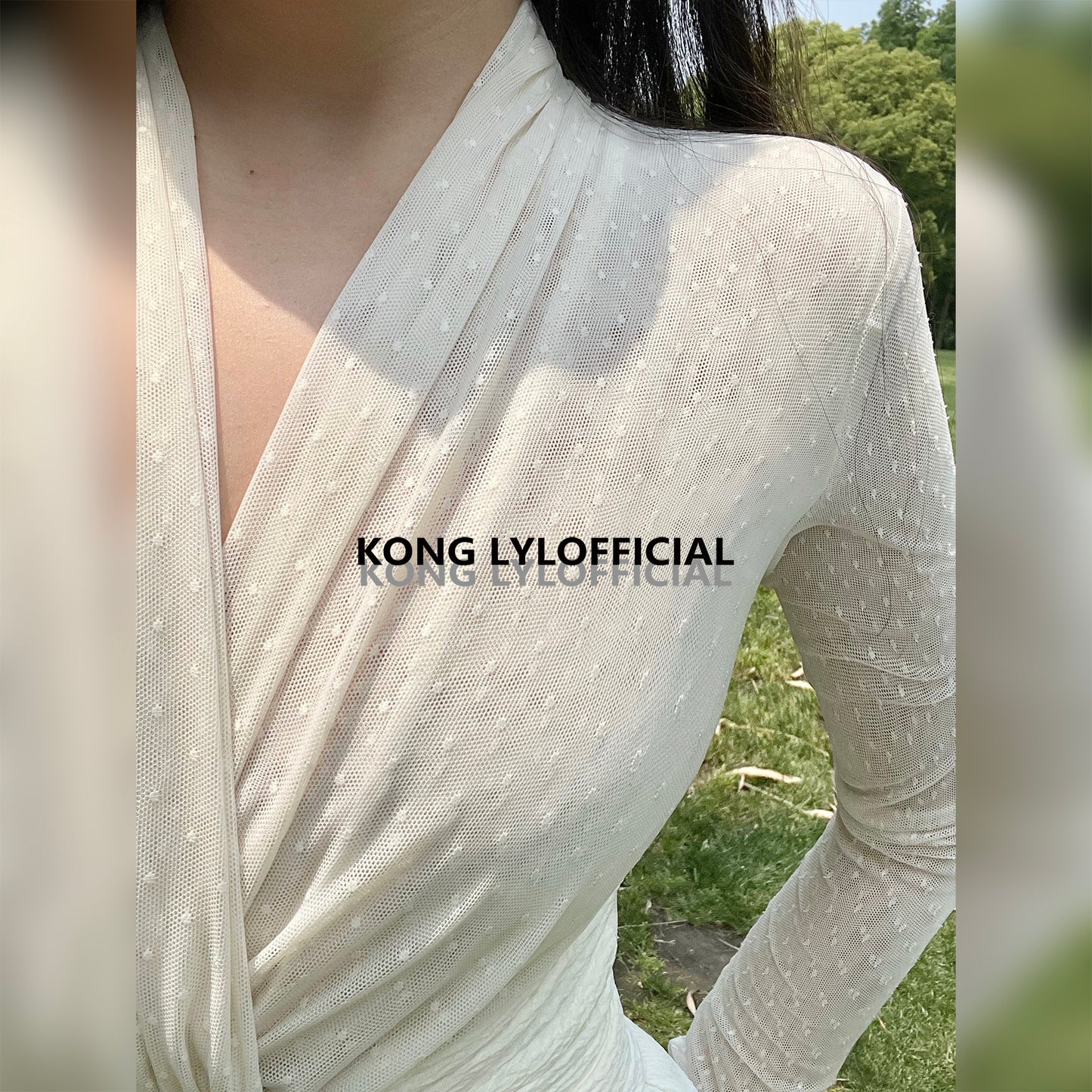 Keli Kong-Lylofficial White Jade Velvet Mesh Slim Dress Pure Age Reducing Fancy
