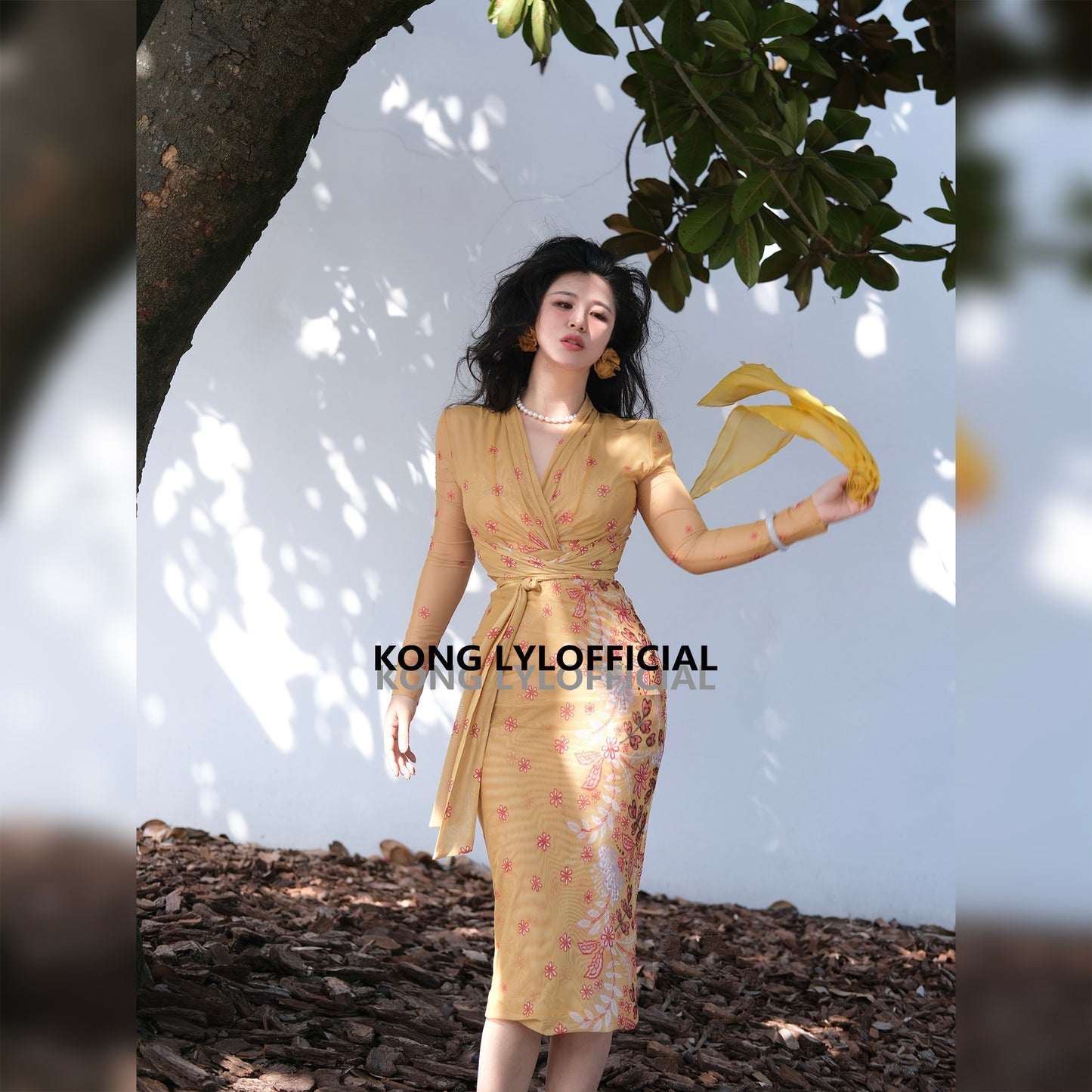 Keli Kong-lylofficial Golden Pear Flower Female Flavor Slim Dress Classy Elegant Slim Looking