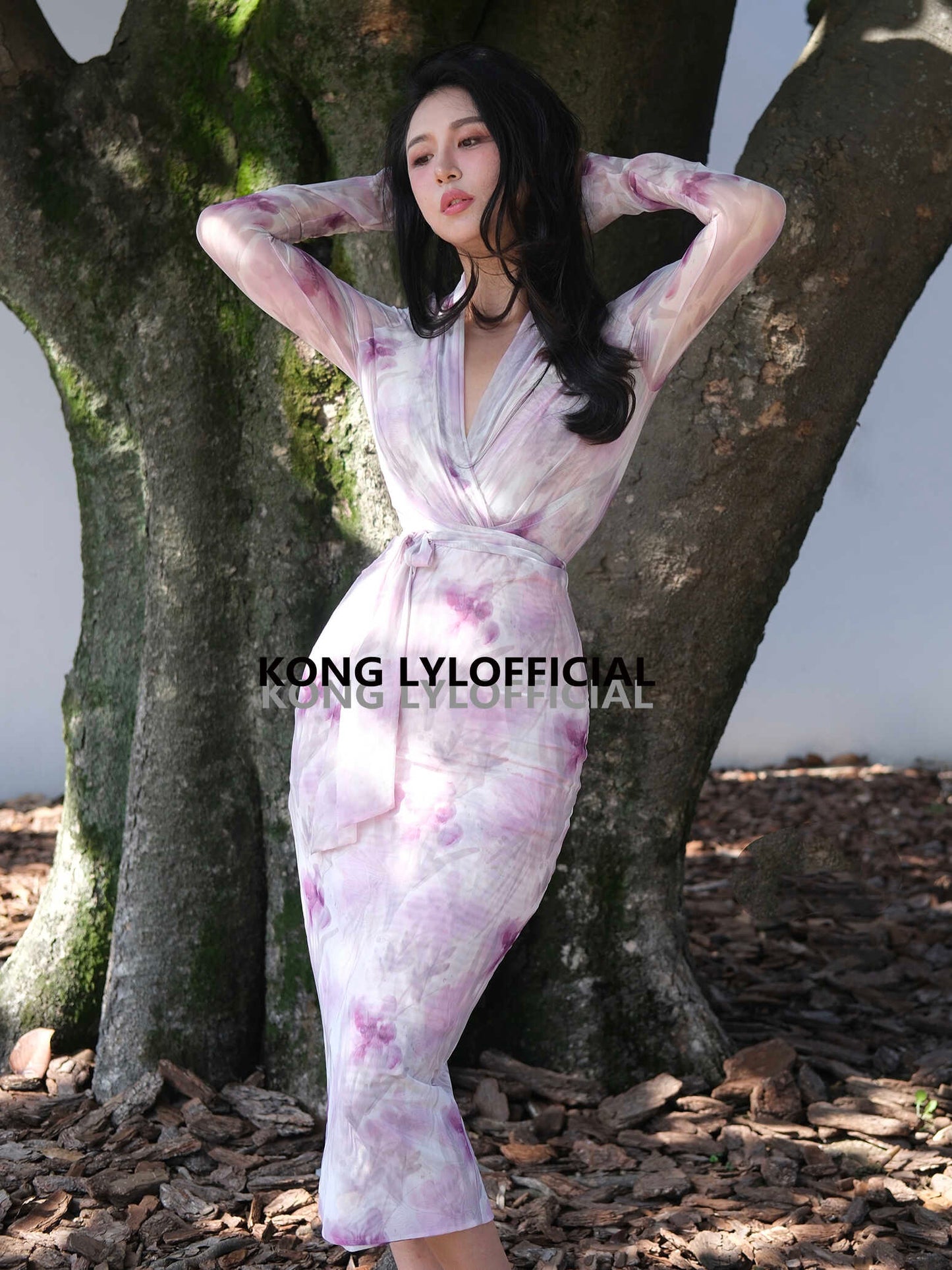 Can stand upright Kong-lylofficial Beauty Canna Leaf Feminine Wrap Dress High-End Elegant Slimming