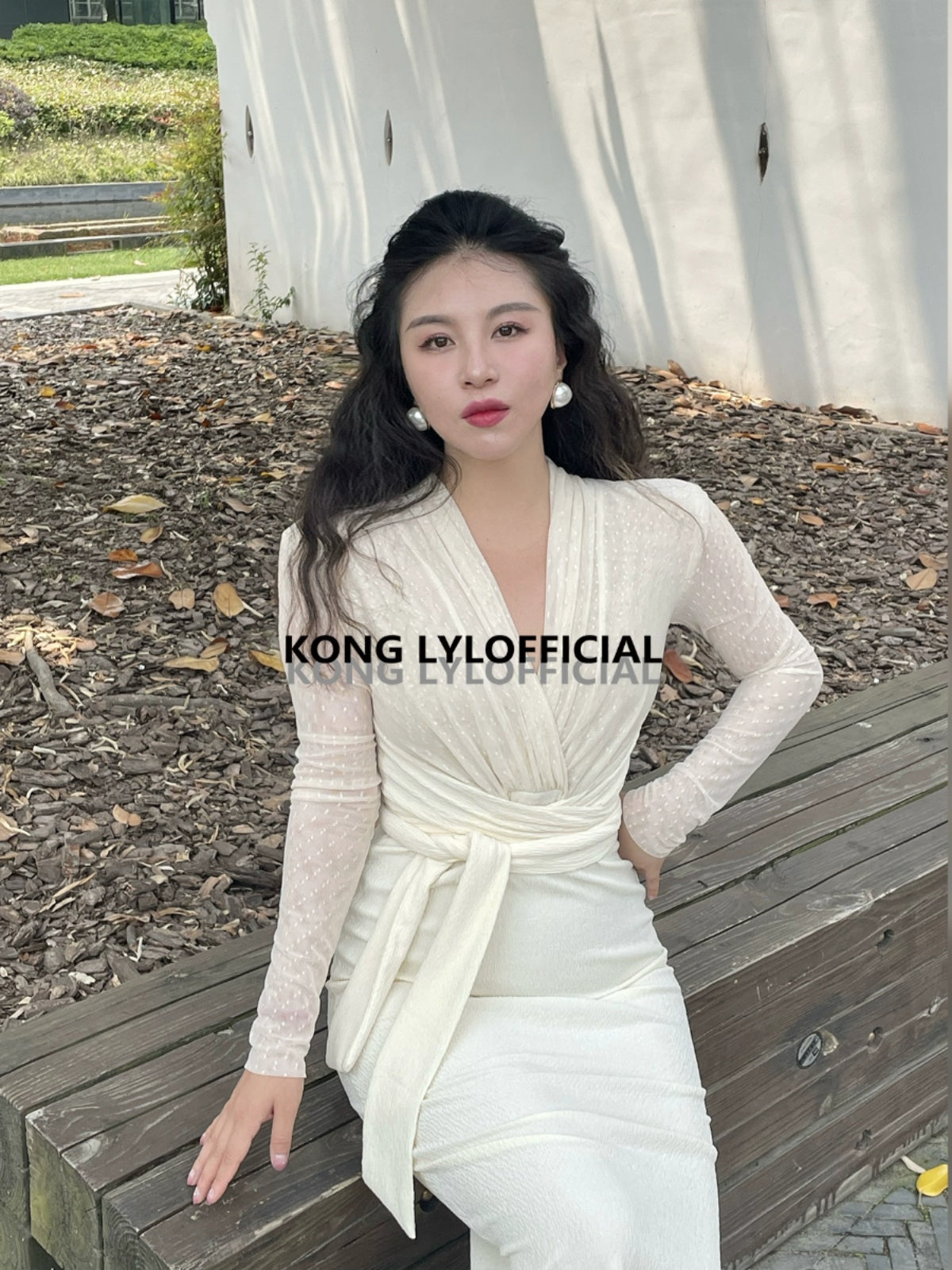 Keli Kong-Lylofficial White Jade Velvet Mesh Slim Dress Pure Age Reducing Fancy