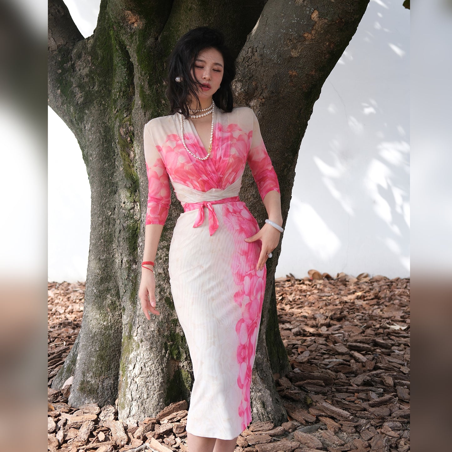 Ke Li Qi Kong-lylofficial Tiantian Girl Loose Flower Pure Desire Woman Slim Dress Classy Elegant Slim Looking