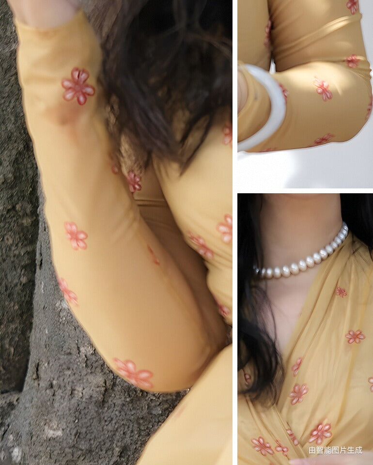 Keli Kong-lylofficial Golden Pear Flower Female Flavor Slim Dress Classy Elegant Slim Looking