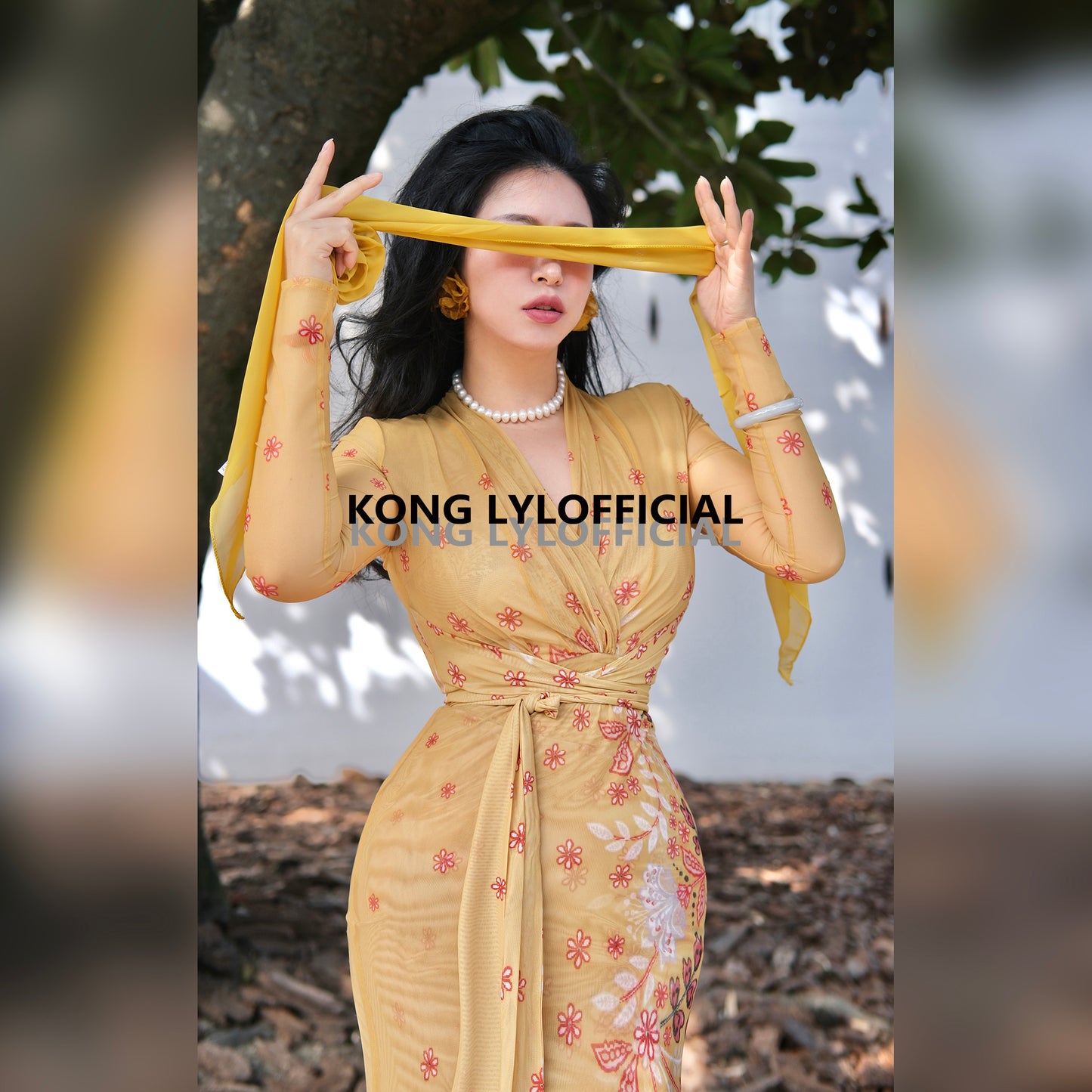 Keli Kong-lylofficial Golden Pear Flower Female Flavor Slim Dress Classy Elegant Slim Looking