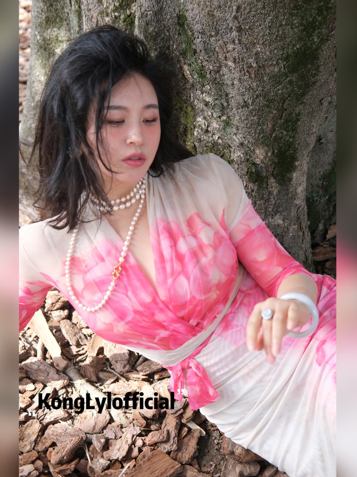 Ke Li Qi Kong-lylofficial Tiantian Girl Loose Flower Pure Desire Woman Slim Dress Classy Elegant Slim Looking