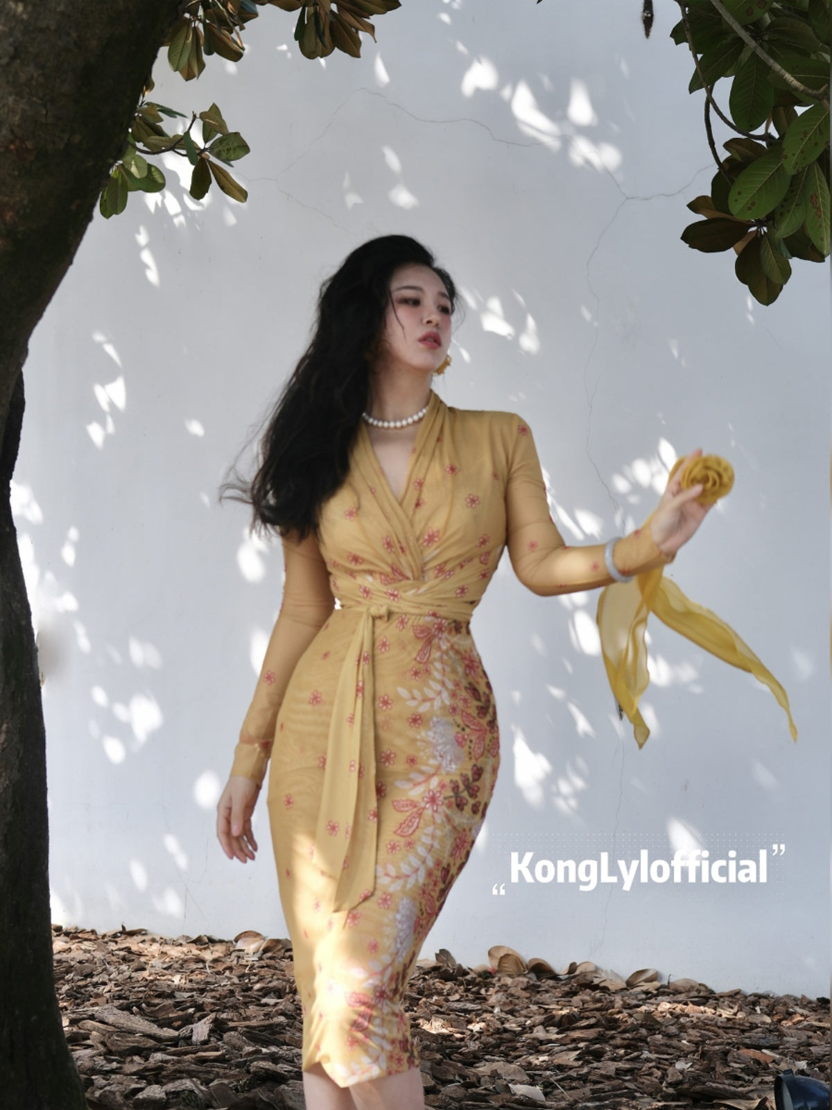 Keli Kong-lylofficial Golden Pear Flower Female Flavor Slim Dress Classy Elegant Slim Looking