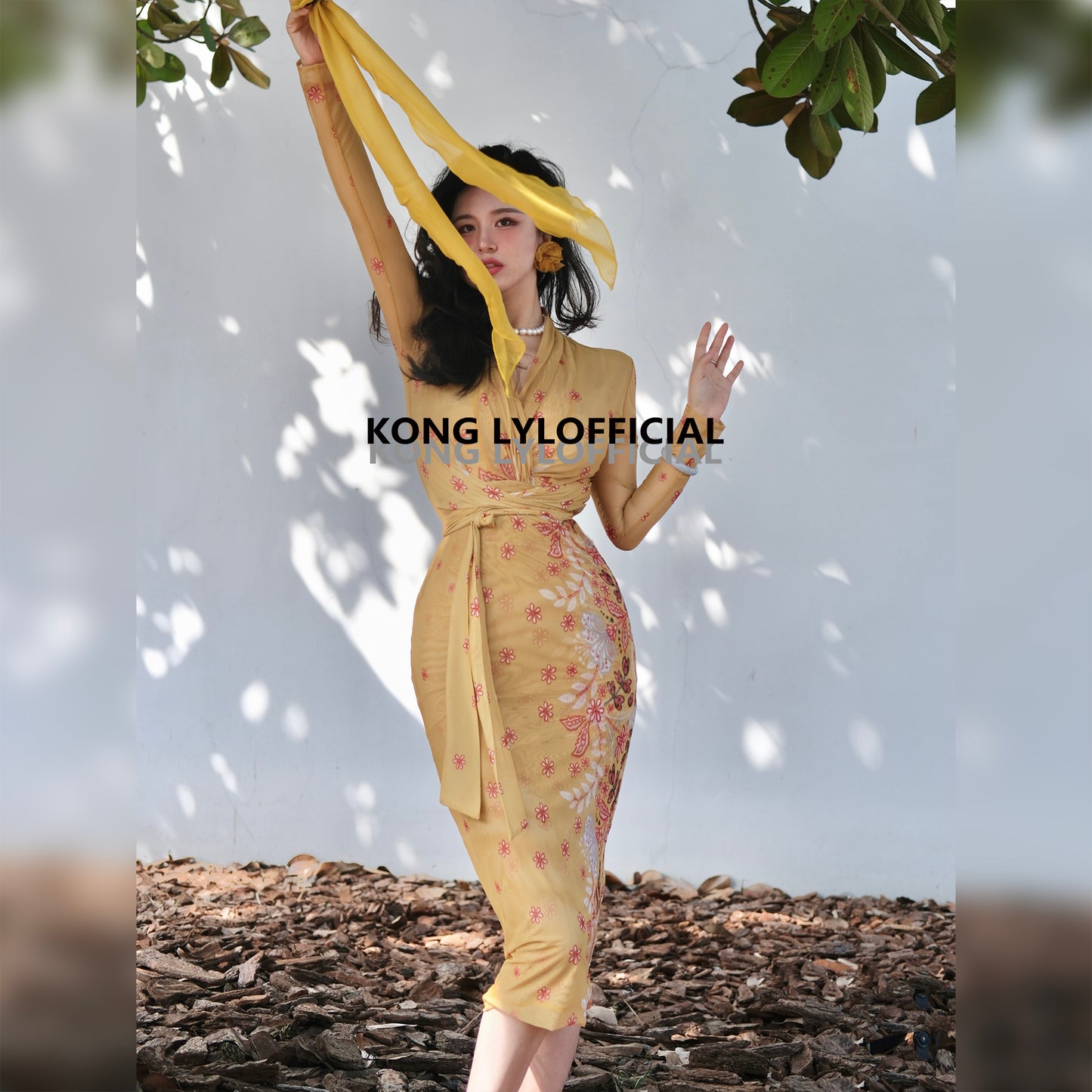 Keli Kong-lylofficial Golden Pear Flower Female Flavor Slim Dress Classy Elegant Slim Looking