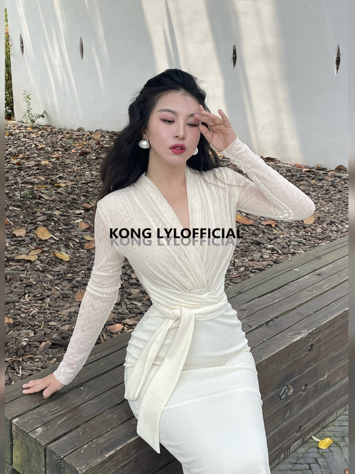 Keli Kong-Lylofficial White Jade Velvet Mesh Slim Dress Pure Age Reducing Fancy