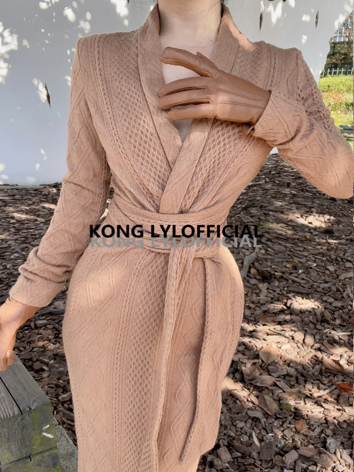 Keli Kong-lylofficial Designer Brand Sinomax Cable Stitch Wool Slim Dress Elegant Old Money Style