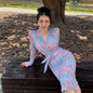 Can stand upright Kong-lylofficial Elegant and High-End Feminine Peony Mesh Wrap Dress