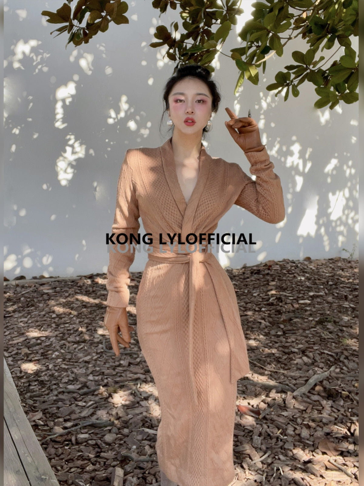 Keli Kong-lylofficial Designer Brand Sinomax Cable Stitch Wool Slim Dress Elegant Old Money Style
