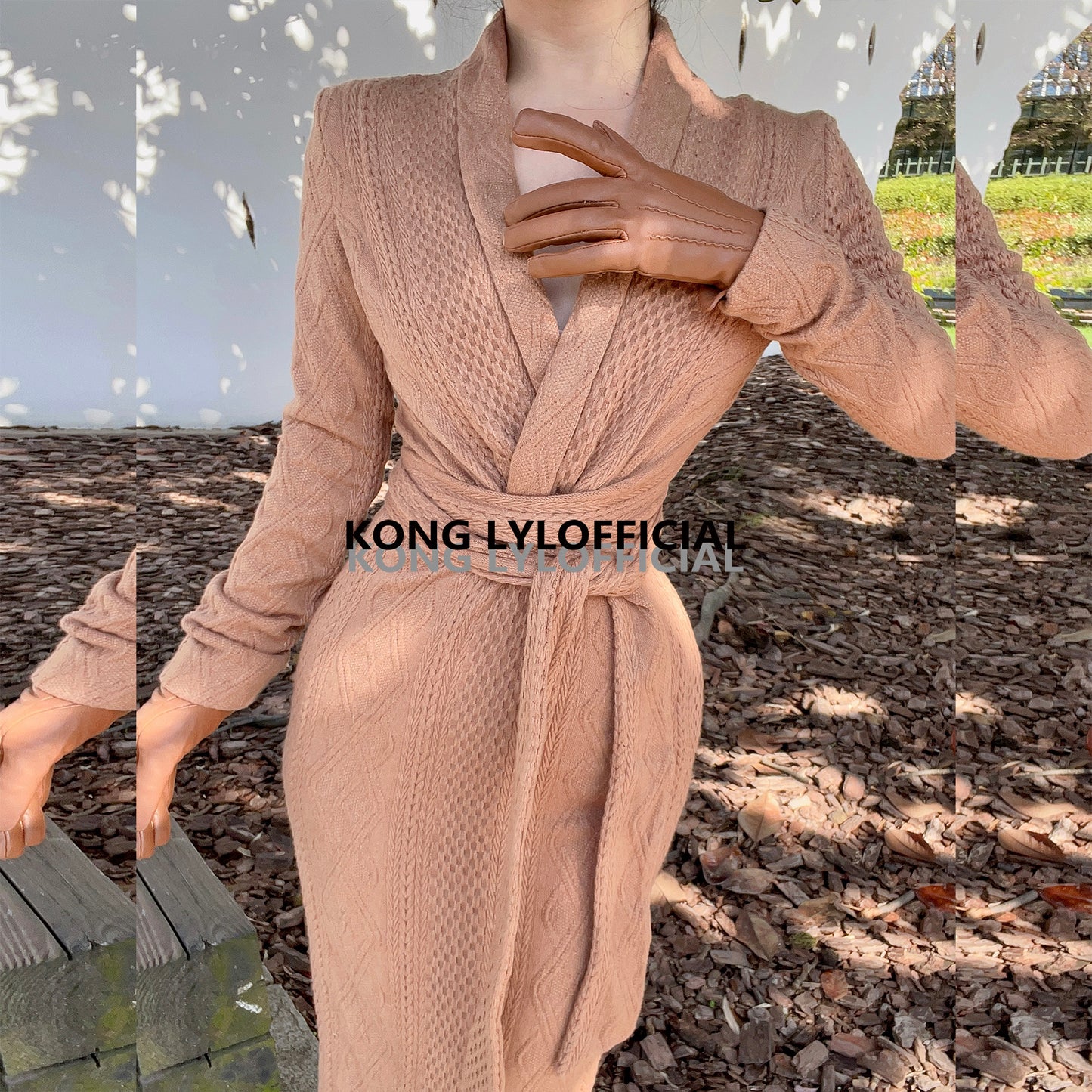 Keli Kong-lylofficial Designer Brand Sinomax Cable Stitch Wool Slim Dress Elegant Old Money Style