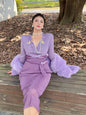 Can stand upright Kong-lylofficial Butterfly Orchid Gold Thread Bodycon Dress Elegant Temperament High-end Sexy Women