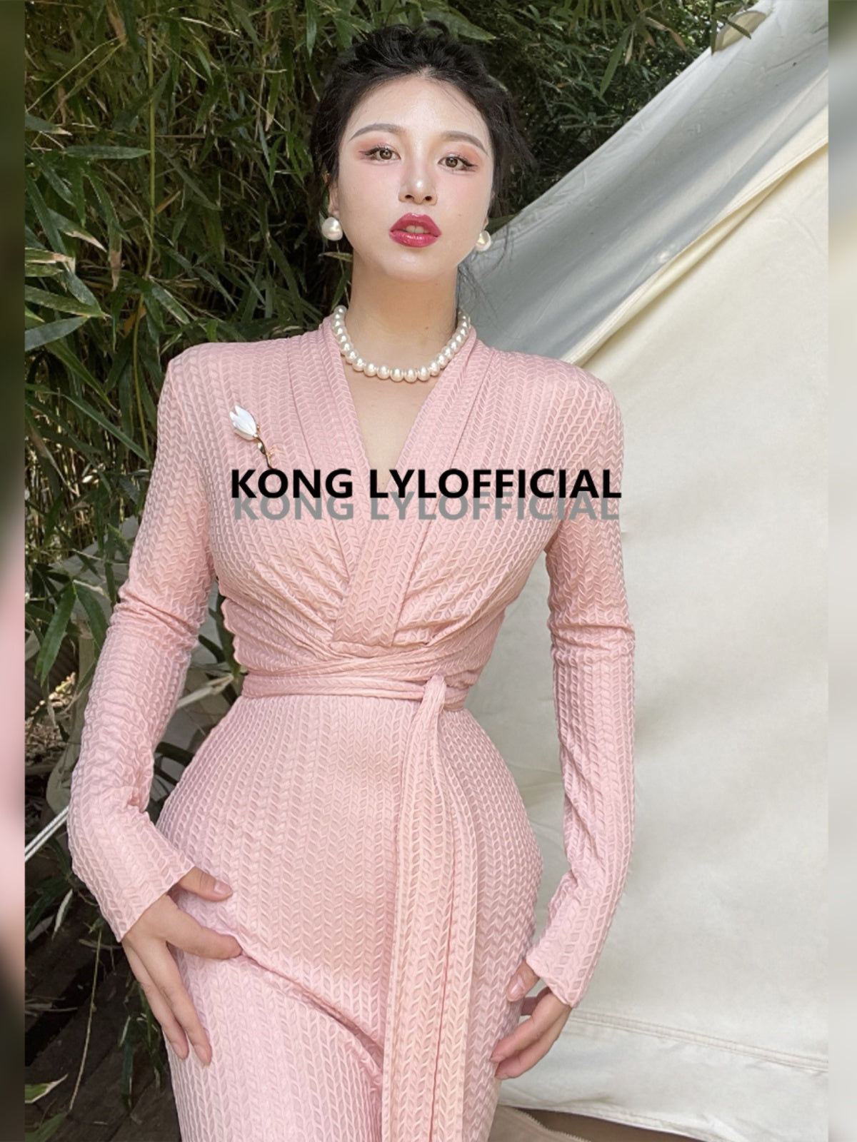 Keli Kong-lylofficial Designer Brand Furong Frosted Blossom Slim Dress Graceful Women Pure Want to Reduce