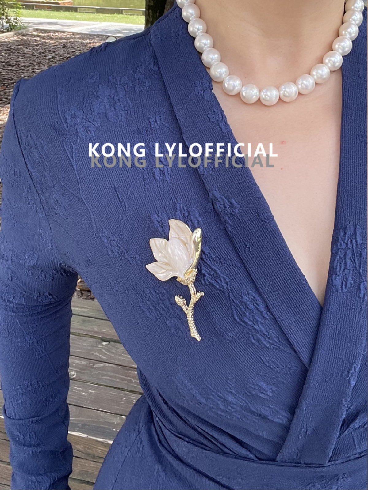 Keli Kong-lylofficial Designer Brand Blue Relief Embroider Slim Dress High-End Temperament Female