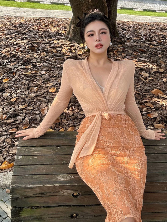 Can stand upright Kong-lylofficial Gold Thread Sparkling Diamond Velvet Bodycon Dress Sexy Feminine High-end Feel