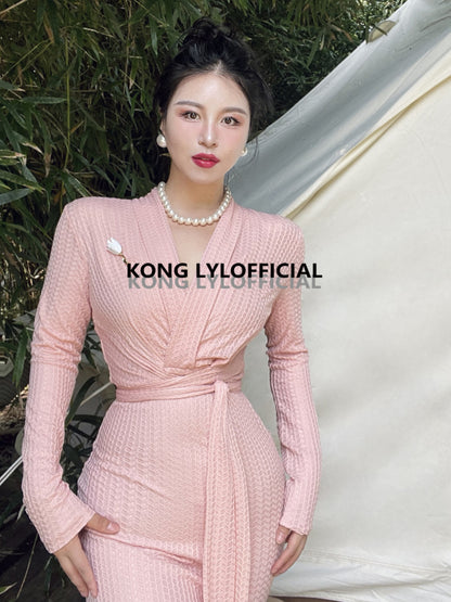 Keli Kong-lylofficial Designer Brand Furong Frosted Blossom Slim Dress Graceful Women Pure Want to Reduce