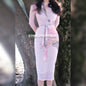 Keli Kong-lylofficial Lotus Pond Moonlight Feminine Slim Dress High Class Elegant Sexy Slimming