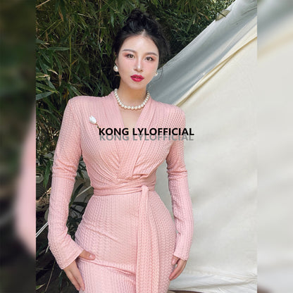 Keli Kong-lylofficial Designer Brand Furong Frosted Blossom Slim Dress Graceful Women Pure Want to Reduce