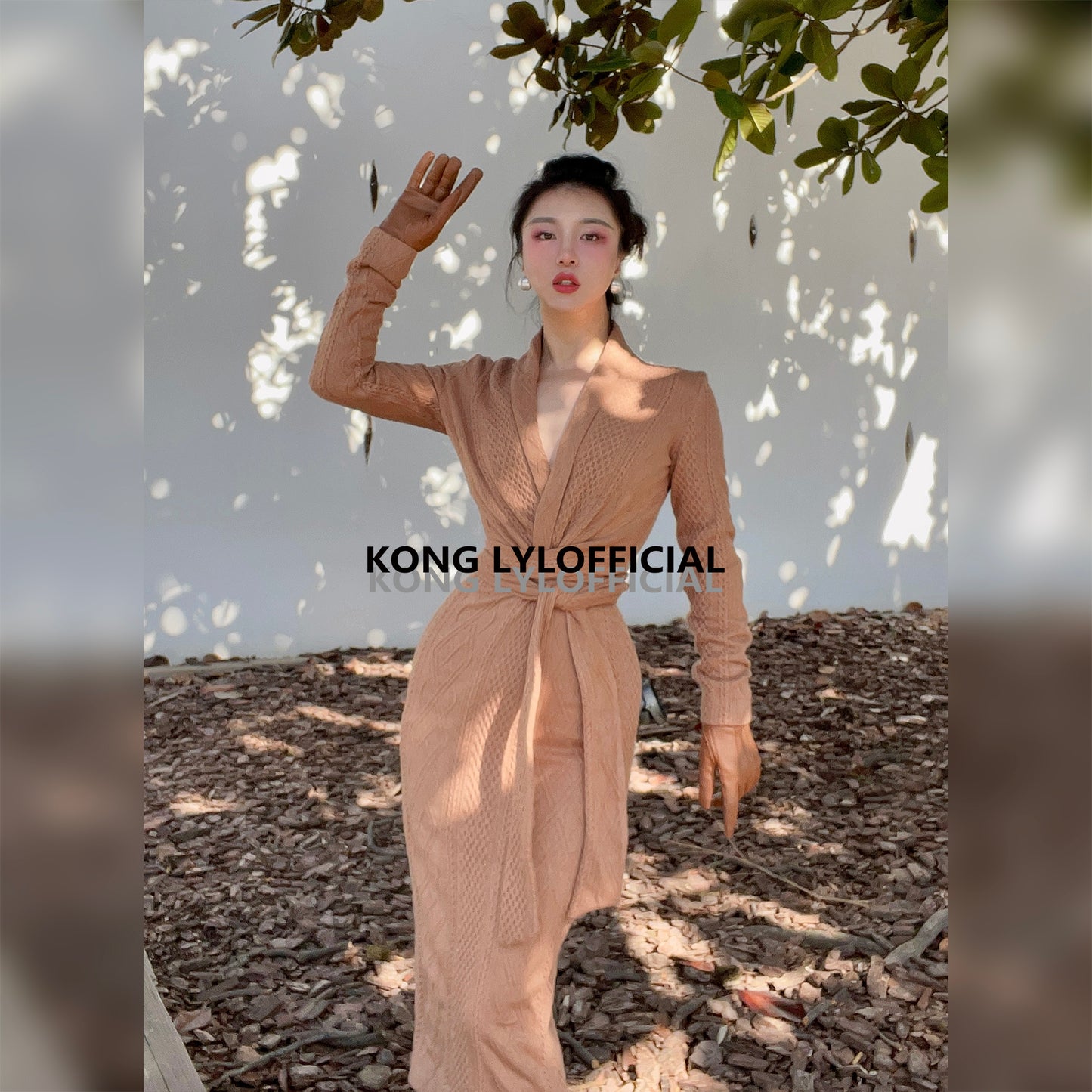 Keli Kong-lylofficial Designer Brand Sinomax Cable Stitch Wool Slim Dress Elegant Old Money Style