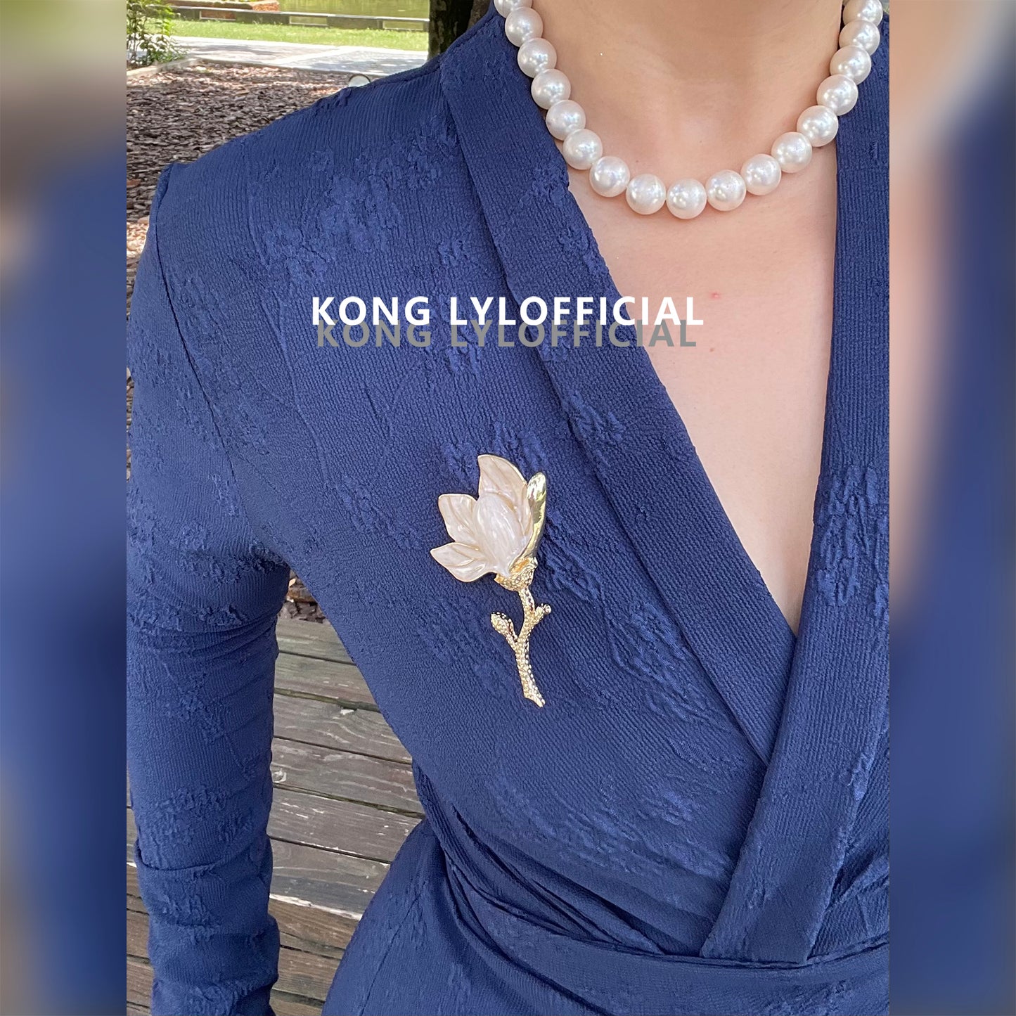 Keli Kong-lylofficial Designer Brand Blue Relief Embroider Slim Dress High-End Temperament Female
