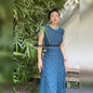 Can stand upright Kong-lylofficial Designer Brand Peacock Blue Three-Dimensional Embroidered Dress Sexy Waist-Cinching