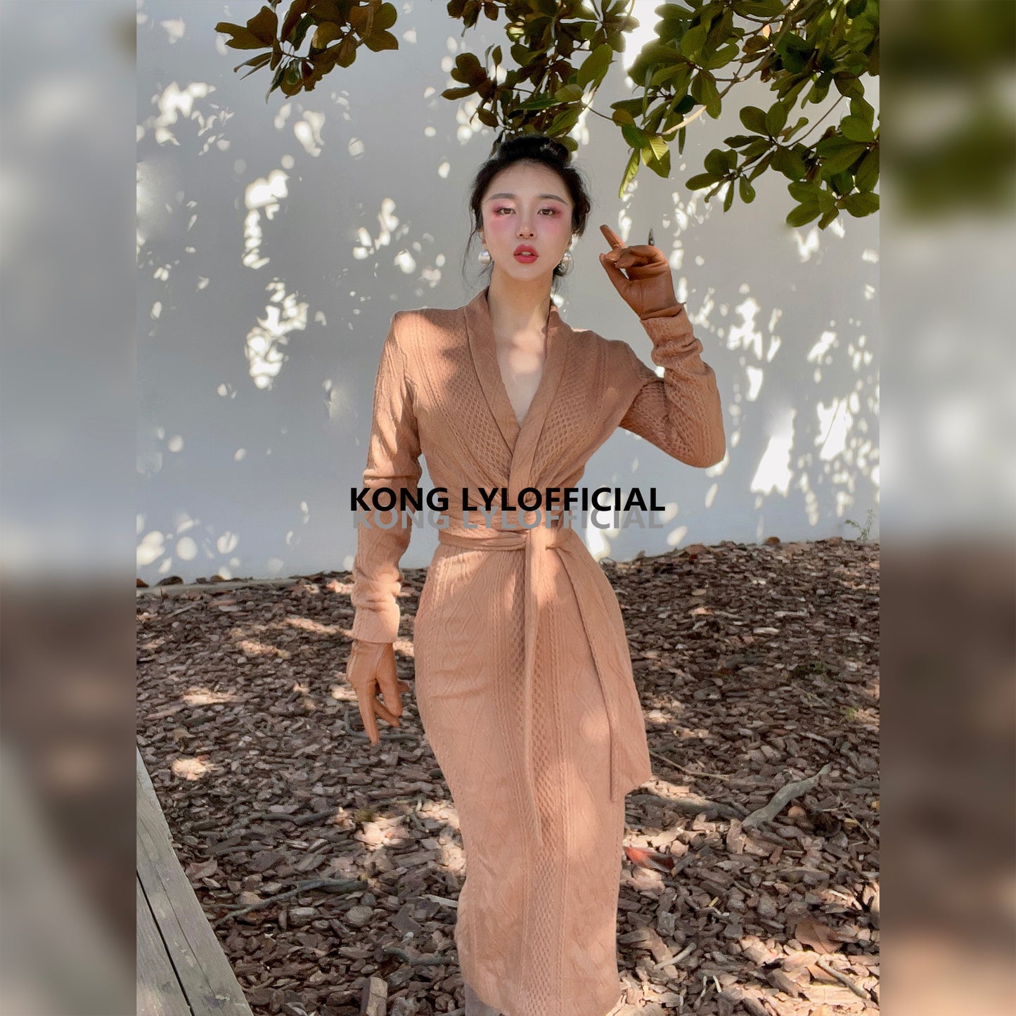 Keli Kong-lylofficial Designer Brand Sinomax Cable Stitch Wool Slim Dress Elegant Old Money Style