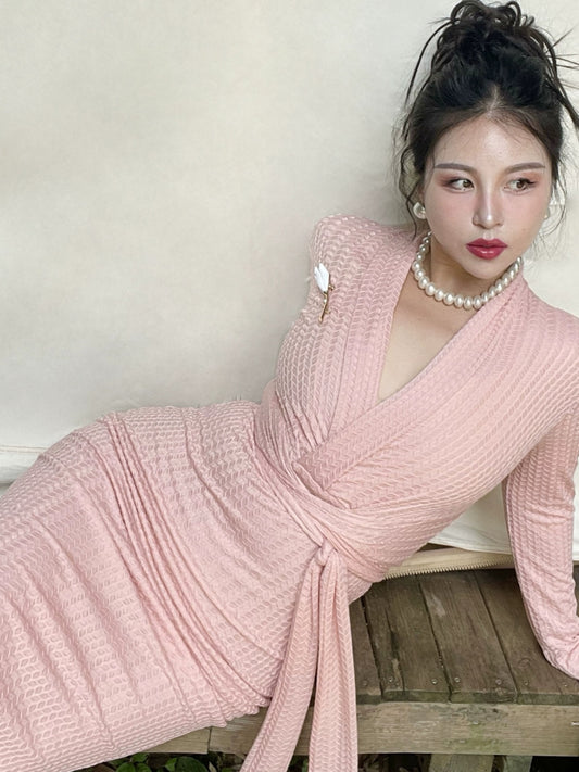 Keli Kong-lylofficial Designer Brand Furong Frosted Blossom Slim Dress Graceful Women Pure Want to Reduce