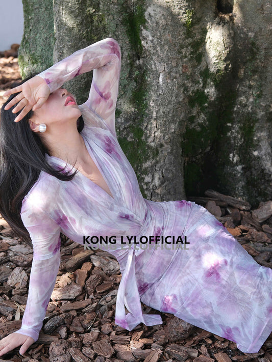 Can stand upright Kong-lylofficial Beauty Canna Leaf Feminine Wrap Dress High-End Elegant Slimming