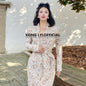 Keli Kong-lylofficial Designer Brand High-End Temperament Canary Golden Wool Slim Dress