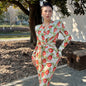 Can stand upright Kong-lylofficial Flower Bloom Wealth Velvet Sheer Wrap Dress Slimming Elegant High-end Feel