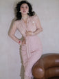 Keli Kong-lylofficial Milk Jade Pink Coral Lace Slim Dress Elegant Fancy Female Flavor