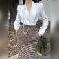 Can stand upright Kong-lylofficial Little Chanel Style Woolen Autumn Winter Slimming Mid-Length Slit Bodycon Skirt